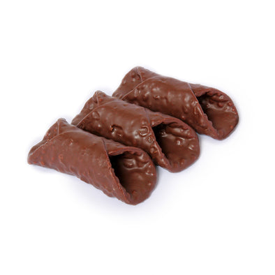 Golden Cannoli Fully enrobed chocolate covered large cannoli shells, 144 count bulk pack